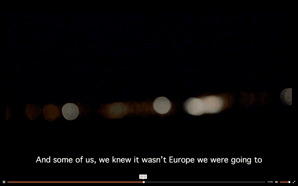 Screenshot from a video, black screen, text reads: 